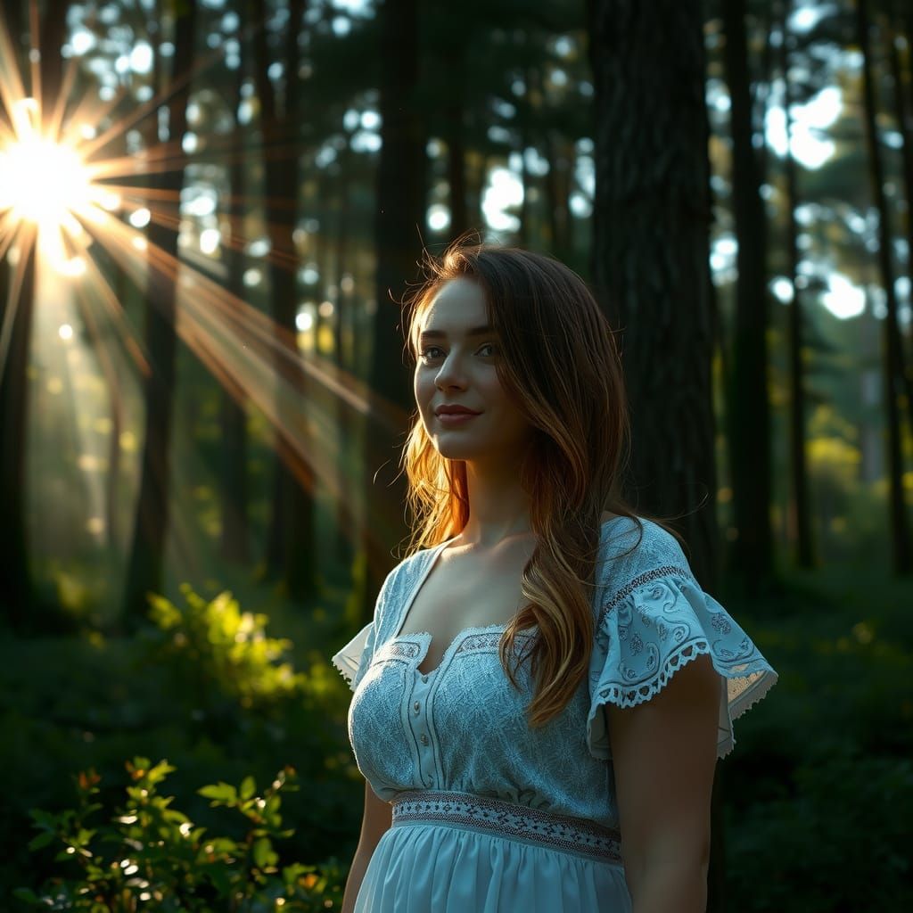 Ethereal Forest: Woman in God Rays