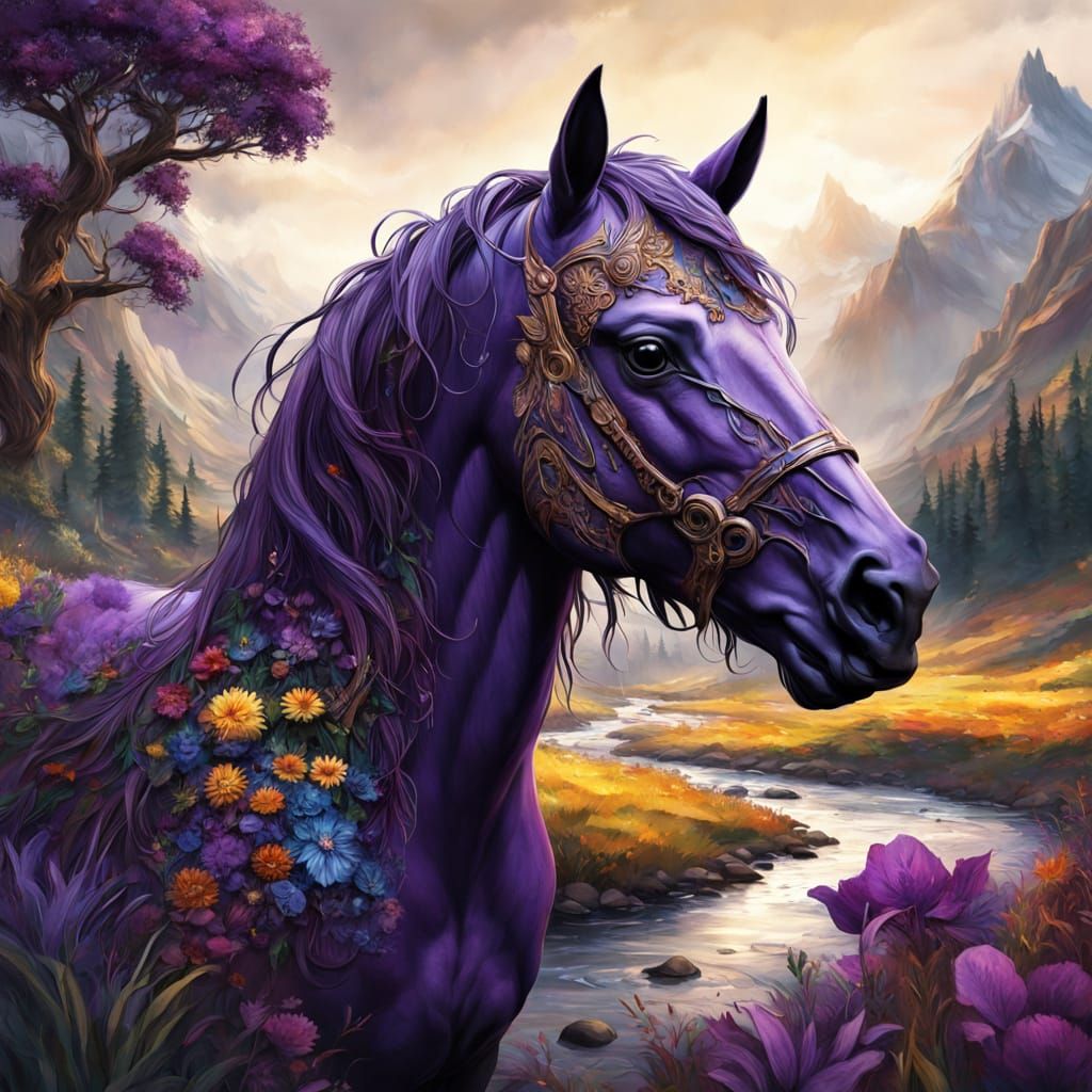 Horse Head Landscape Masterpiece in Dark Fantasy Style