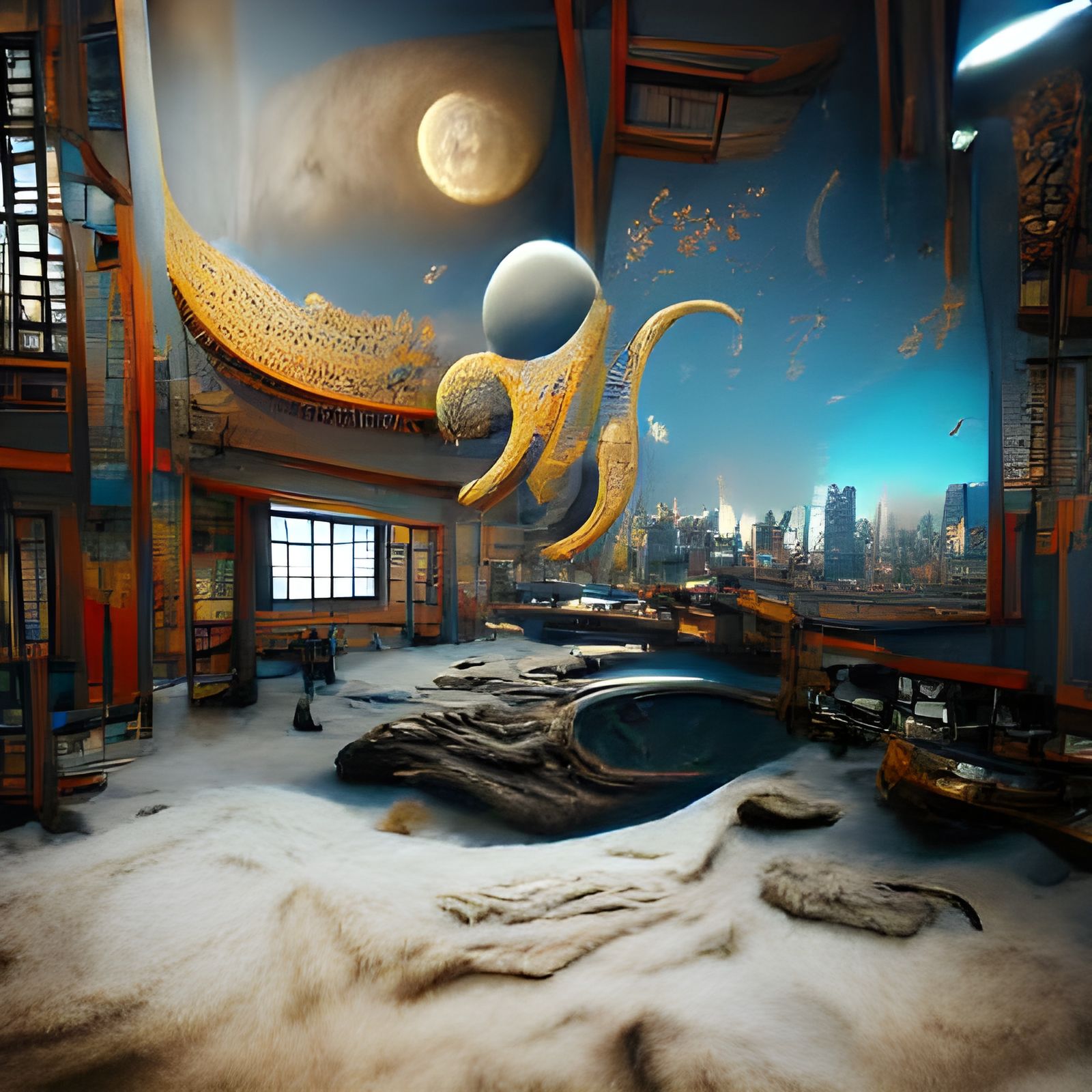 Futuristic Clothing Store on Mars in Art Deco Style