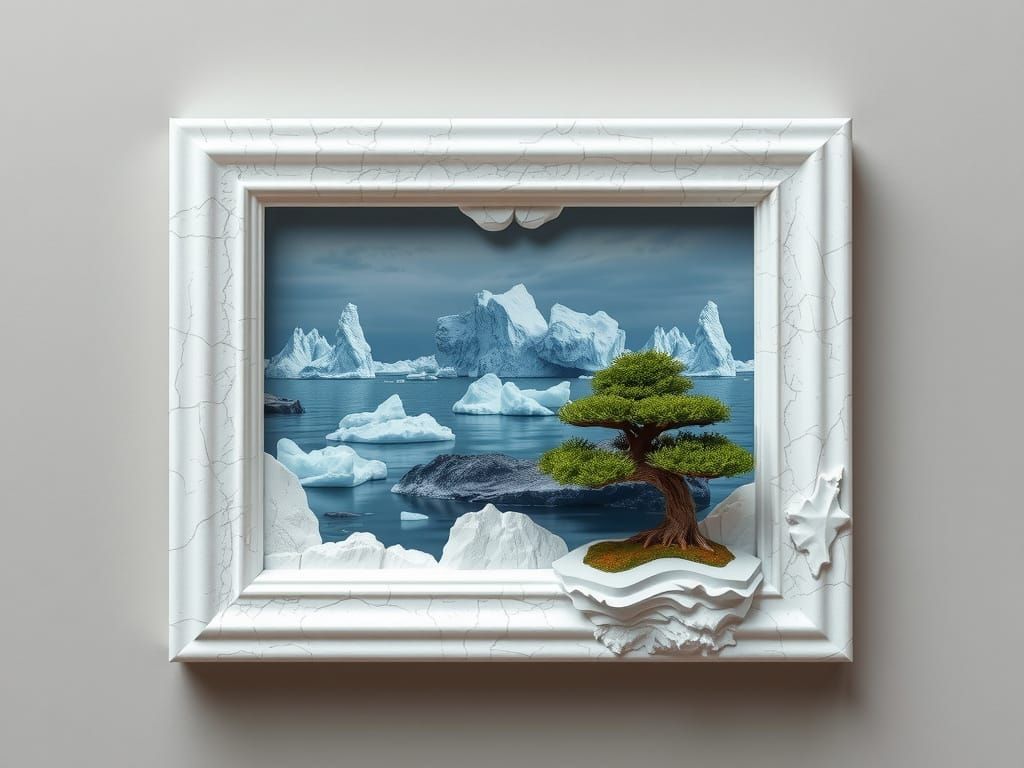 Ornate Plaster Frame with Iceberg Landscape