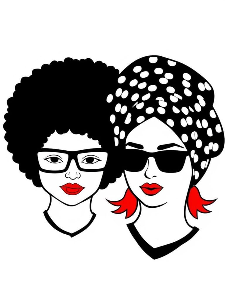 Boldly Colored Female Faces in Graphic Style