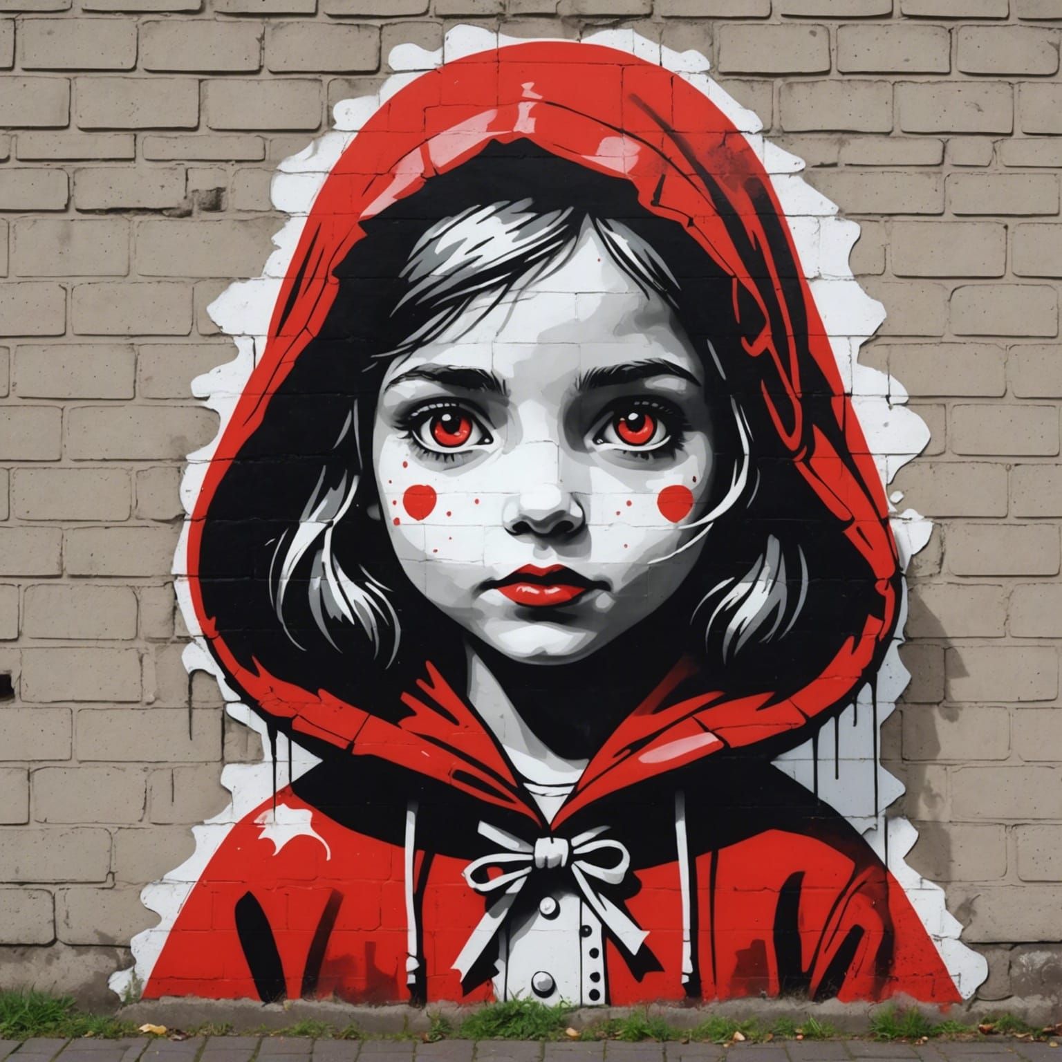 Banksy Style Little Red Riding Hood Graffiti