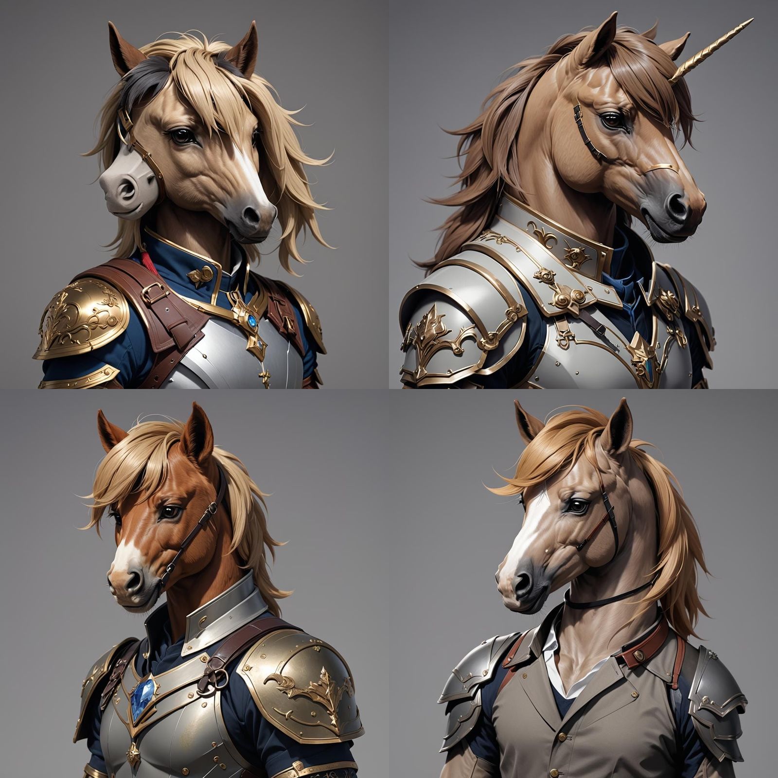 Detailed Anthro Pony Portrait in 3D Anime Style