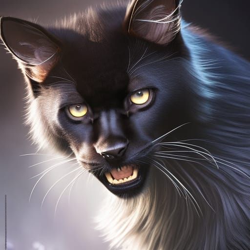 Beautiful Werecat Portrait in Studio Ghibli Style