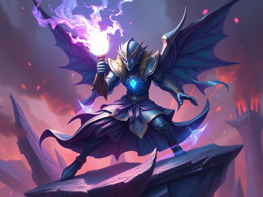 Enchanted Fantasy World in Vibrant Sapphire Light