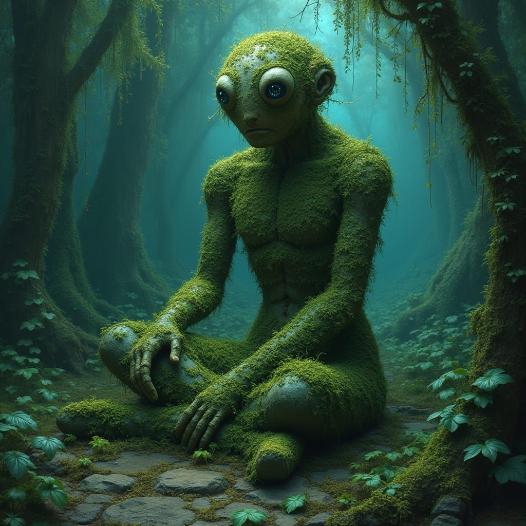 Ancient Stone Deity Awakens in Alien Jungle