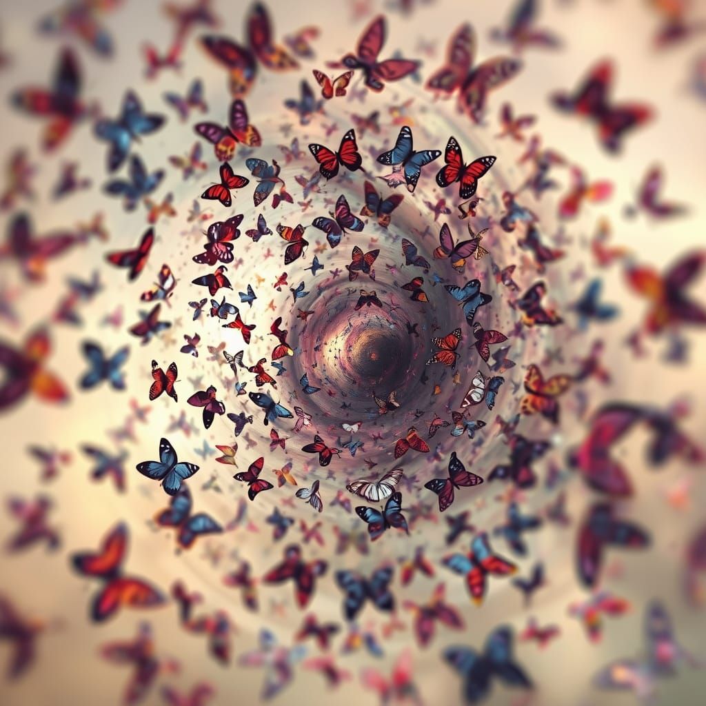 Vibrant Butterflies Swirl in a Hypnotic Circle