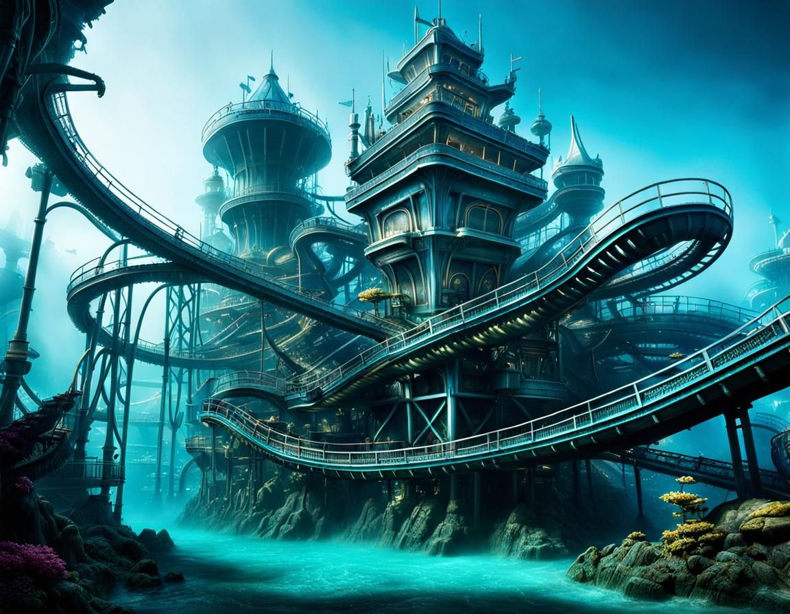 Science Fiction Underwater Amusement Park on Alien World