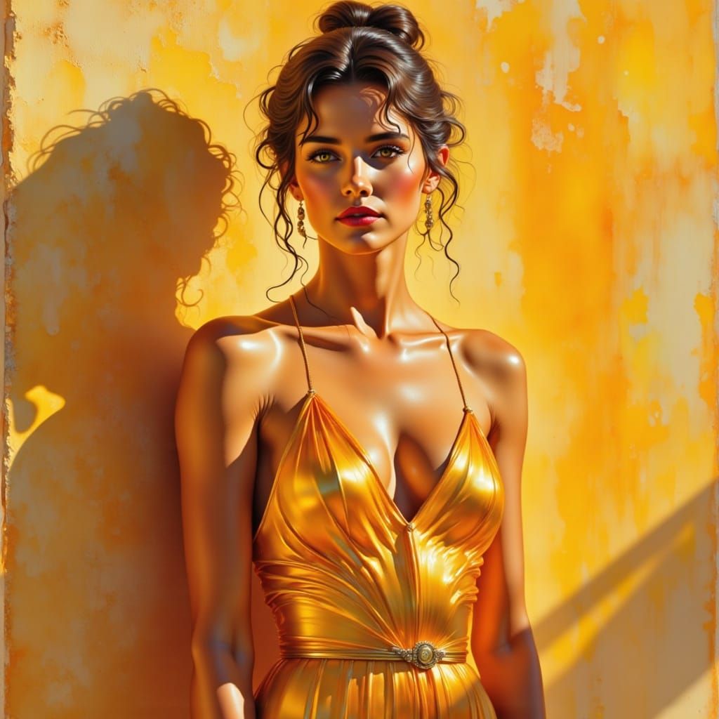 Seville Pin-Up Woman in Gold Dress, Zorn Palette