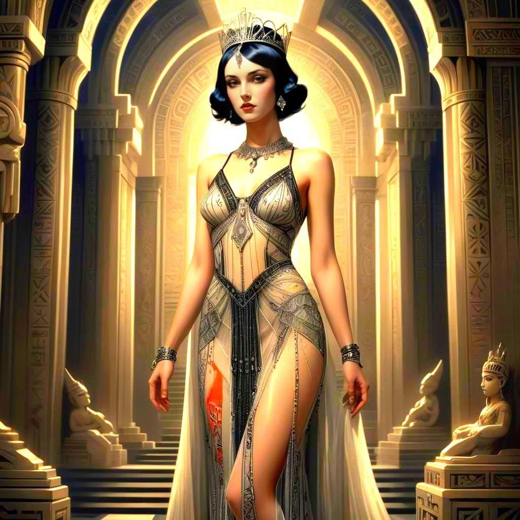 Ayesha from 'SHE' in Art Deco Pencil Sketch