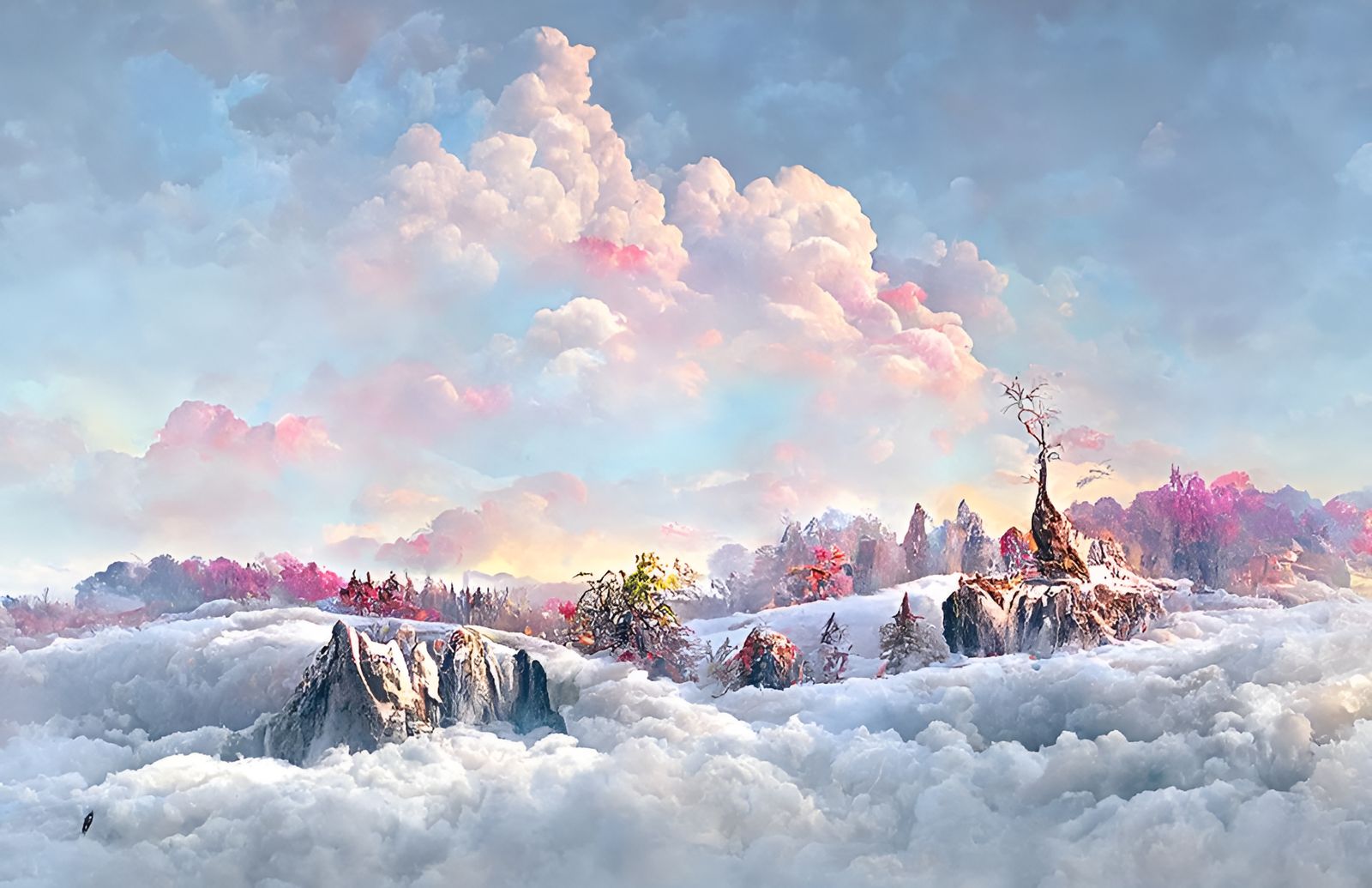 Spectacular Winter Cliff: A Detailed Digital Illustration