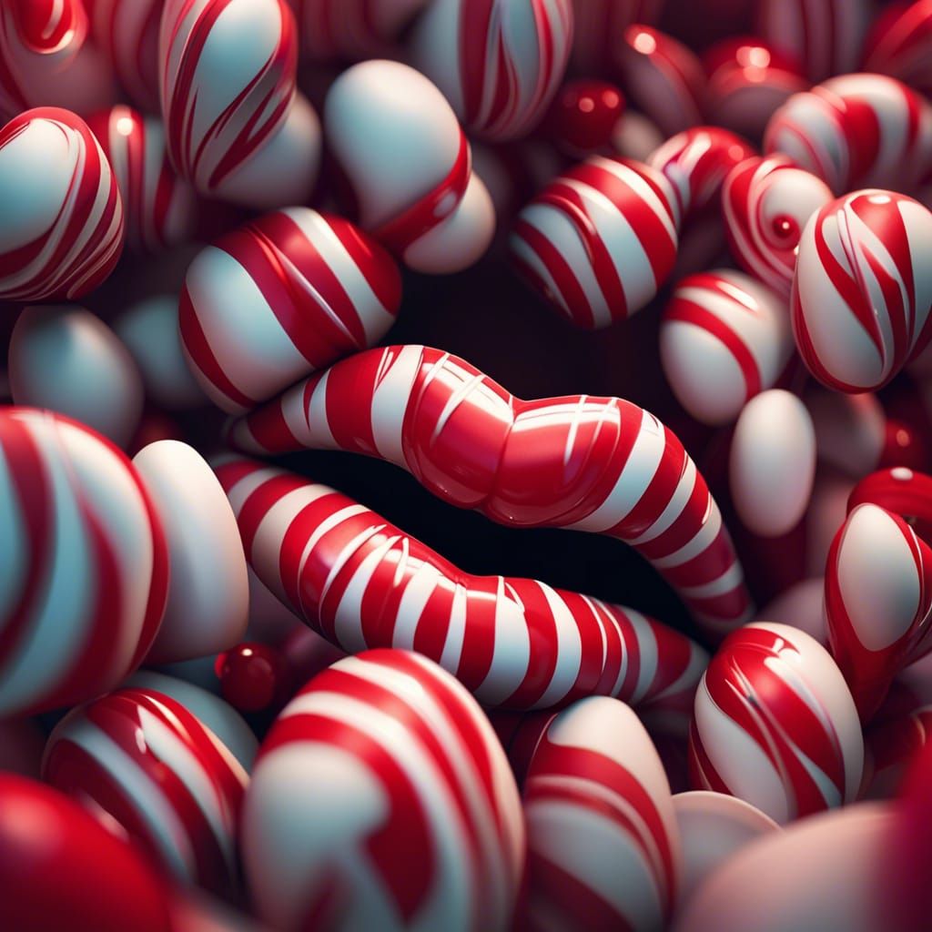 Candy Cane Lips: Detailed Fantasy Art