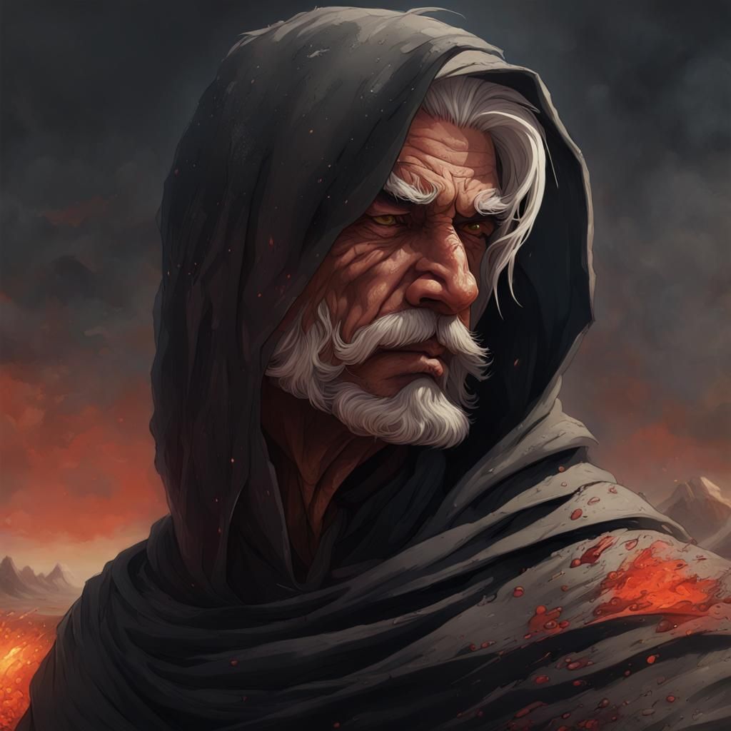 Persian Assassin in Volcanic Desert: Cinematic Portrait