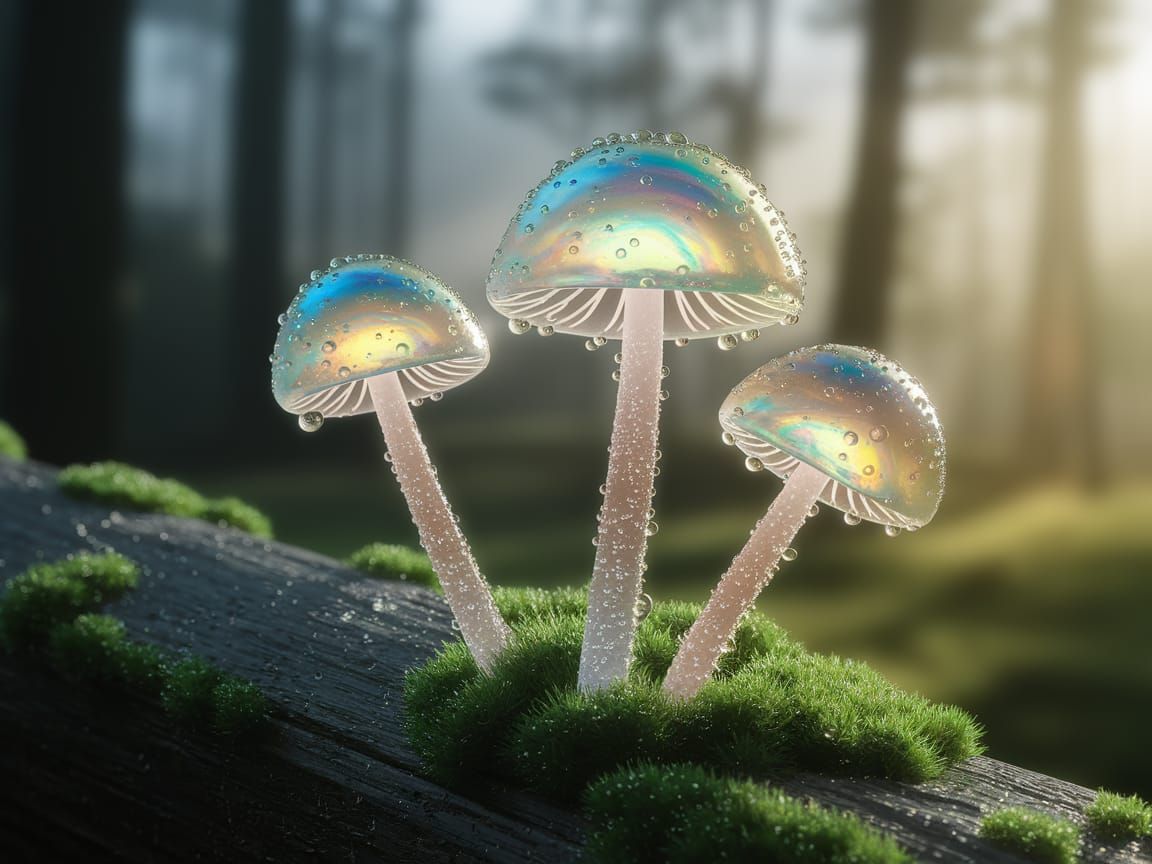 Mystical Forest Mushrooms Radiate Ethereal Light