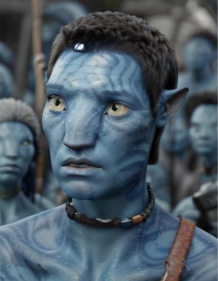 <lora:Navi Avatar:1.0> Navi, blue skin, short hair, Recom,