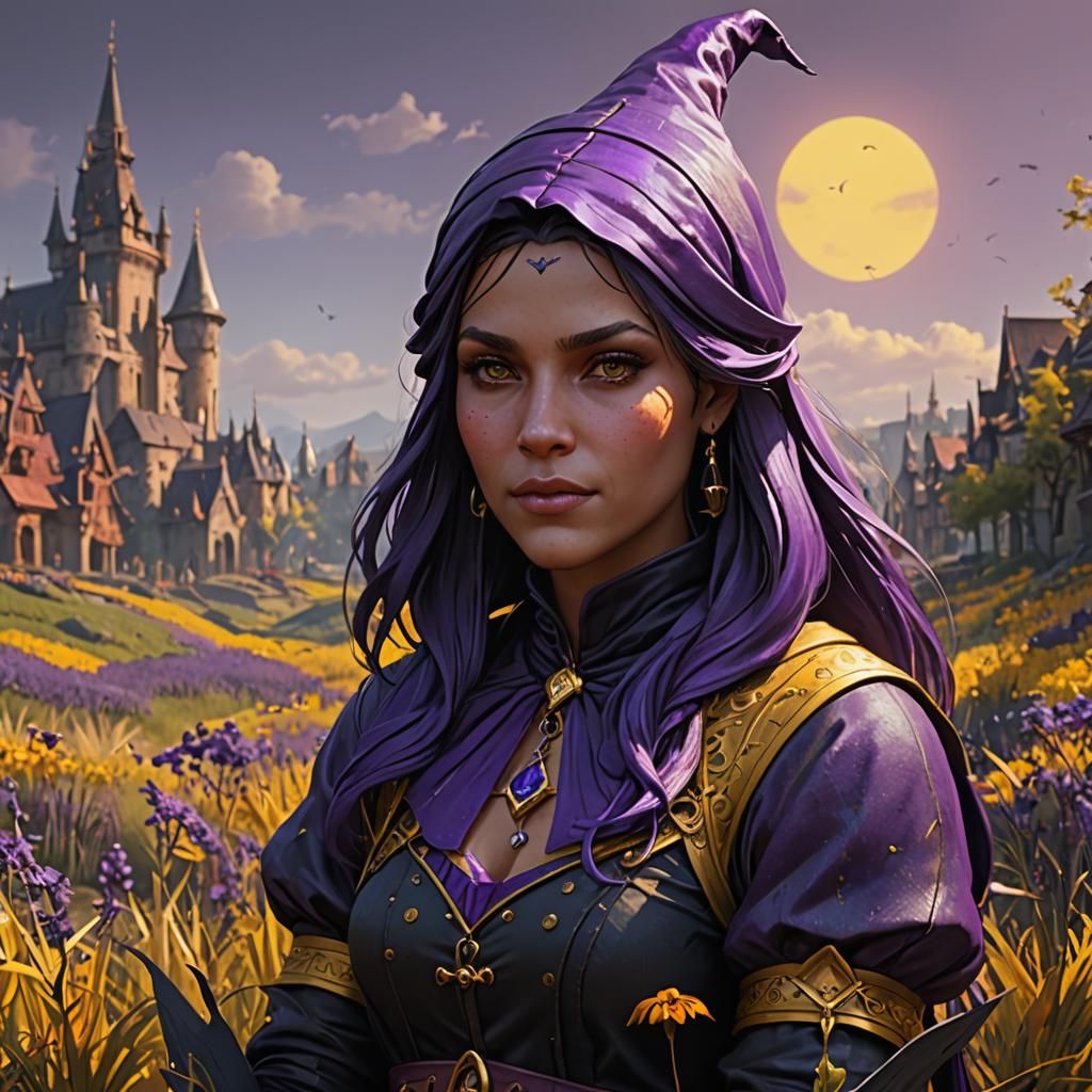 Dark Fantasy Witch Princess in Art Nouveau Style