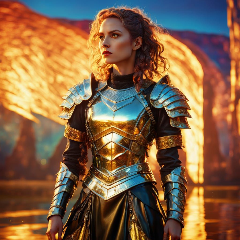 Woman Warrior Princess in Armor, Fantasy Art