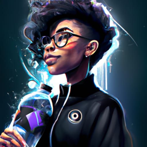 Black Girl Portrait with Dynamic Lighting in Artstation Styl...