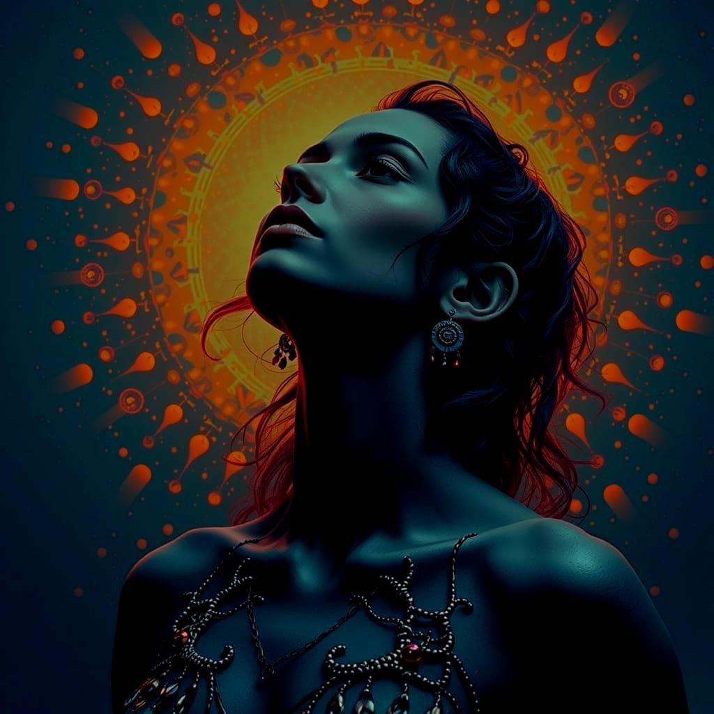 Hyperrealistic Portrait with Deep Colors and Dramatic Backgr...