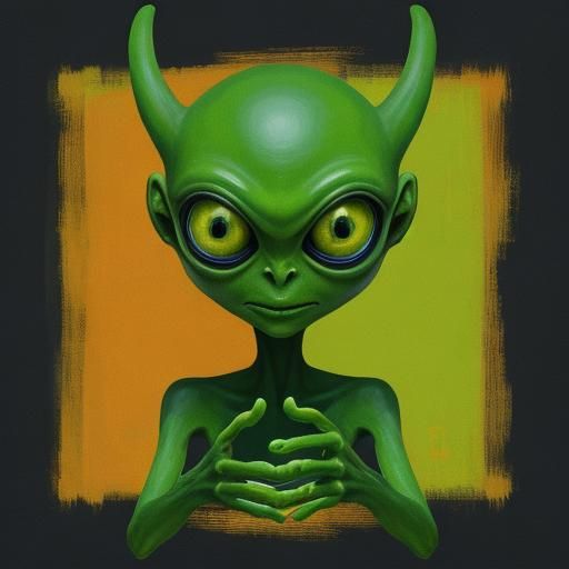 Green Alien Reaches Out: Abstract Art in Color