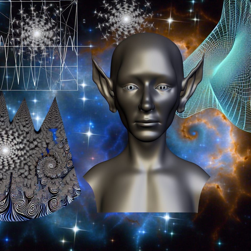 Mr Spock  background of stars abstract vector fractal, wave ...