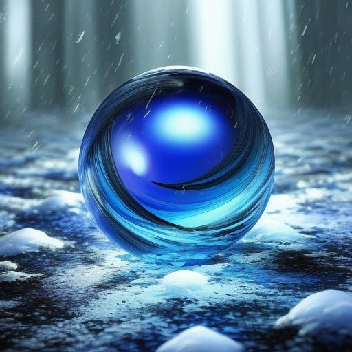 Cyberpunk Winter Storm Inside Crystal Orb