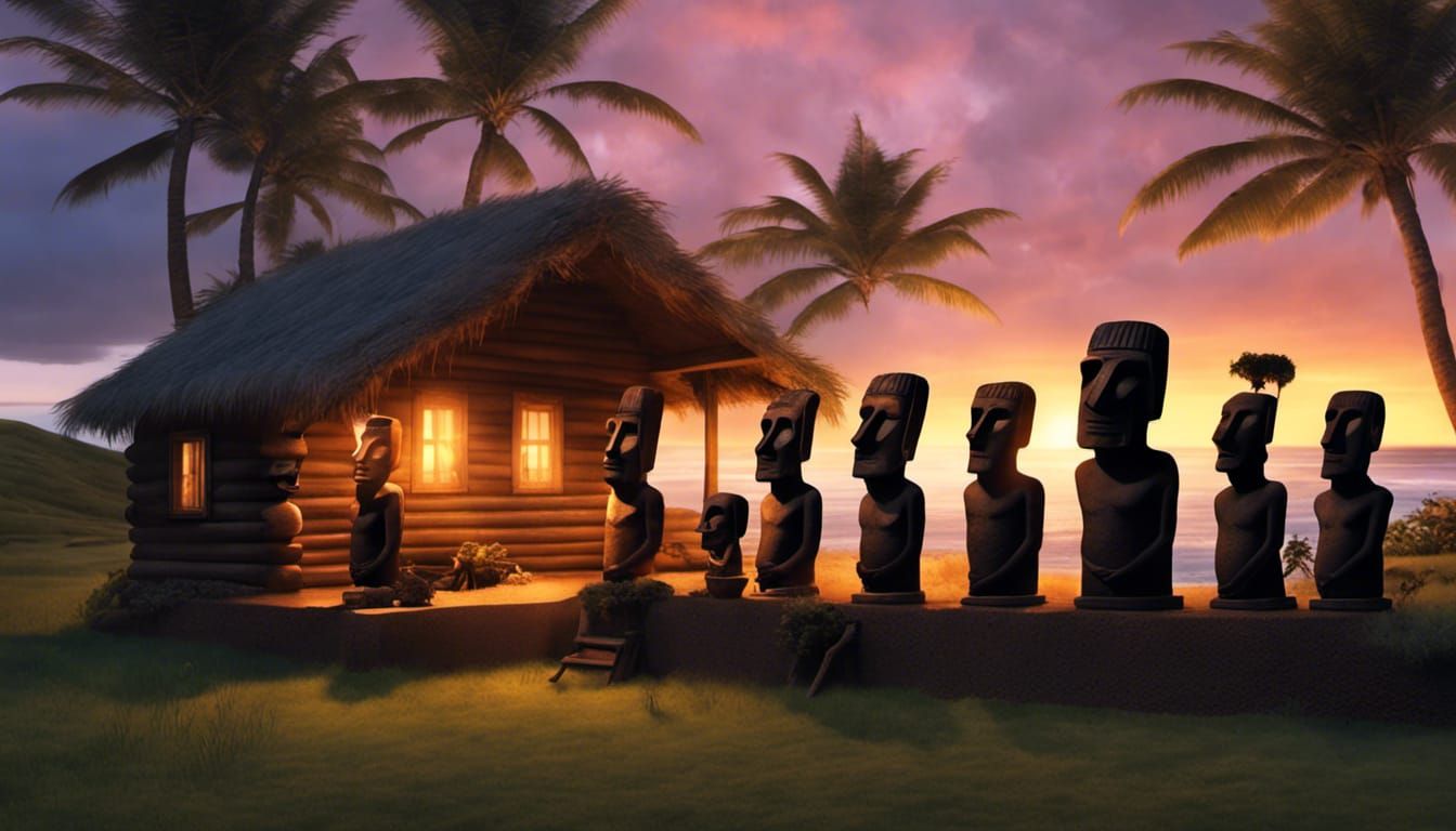 Sunset Dance on Easter Island with Statues