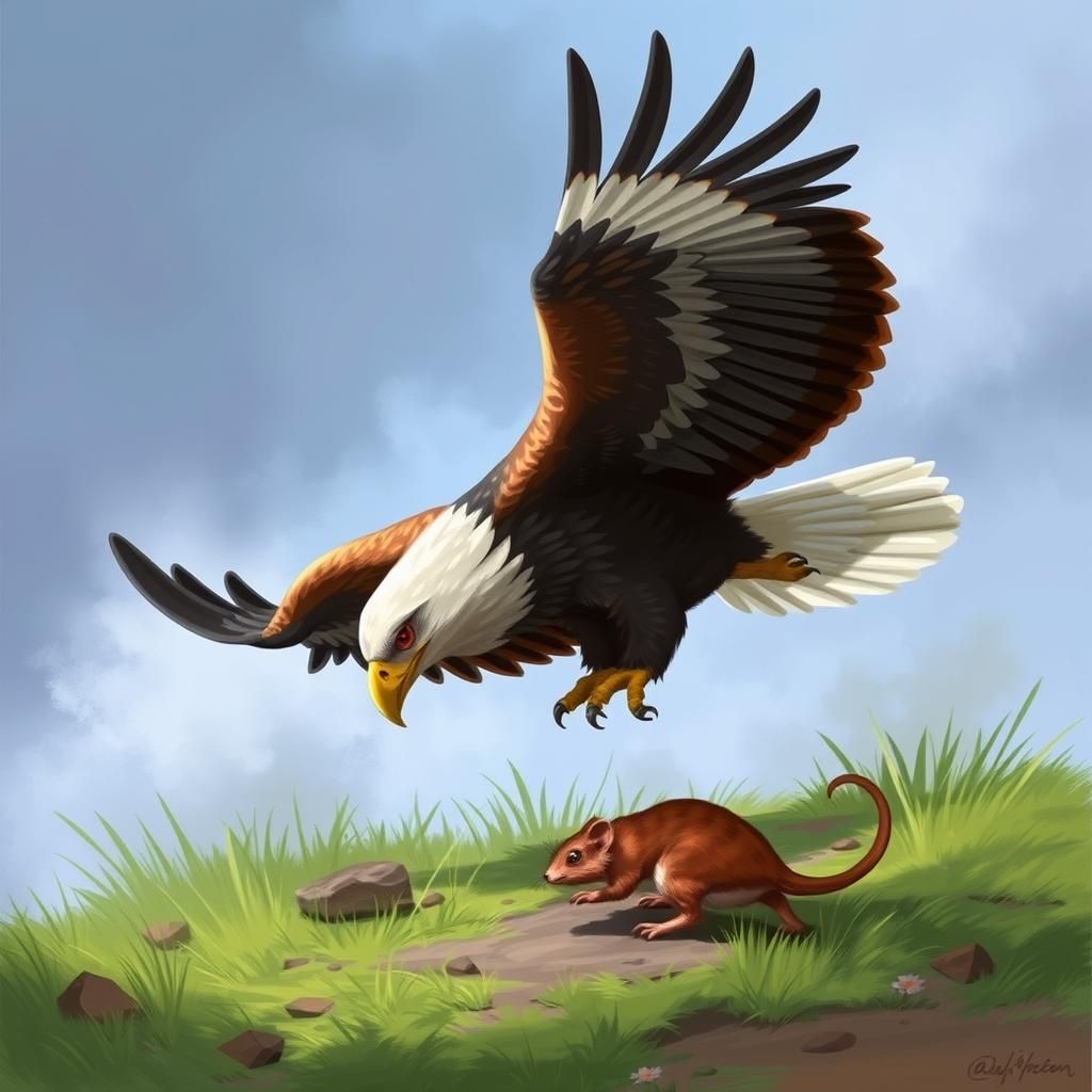 Eagle Hunting Mouse: Digital Art Illustration