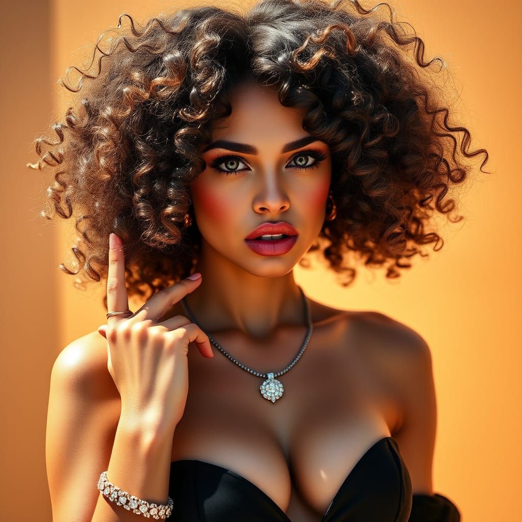 Expressive Portrait of Woman in Sunlight with Abstract Gradi...