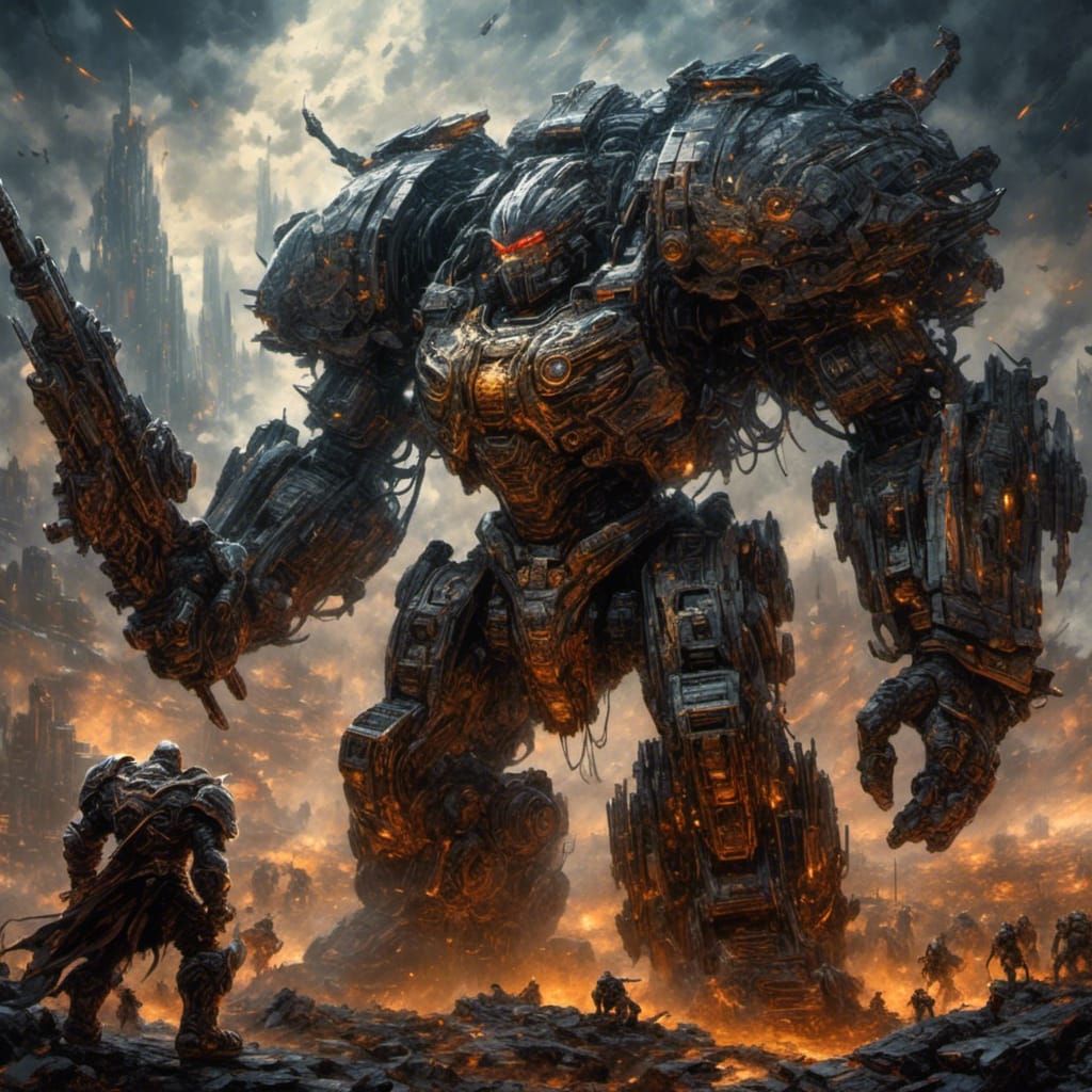 Mecha Battle-Titan Victory in Cyberpunk Battlefield