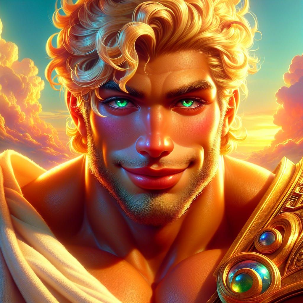 Fantasy Portrait: Muscular Man in Golden Greek Robes