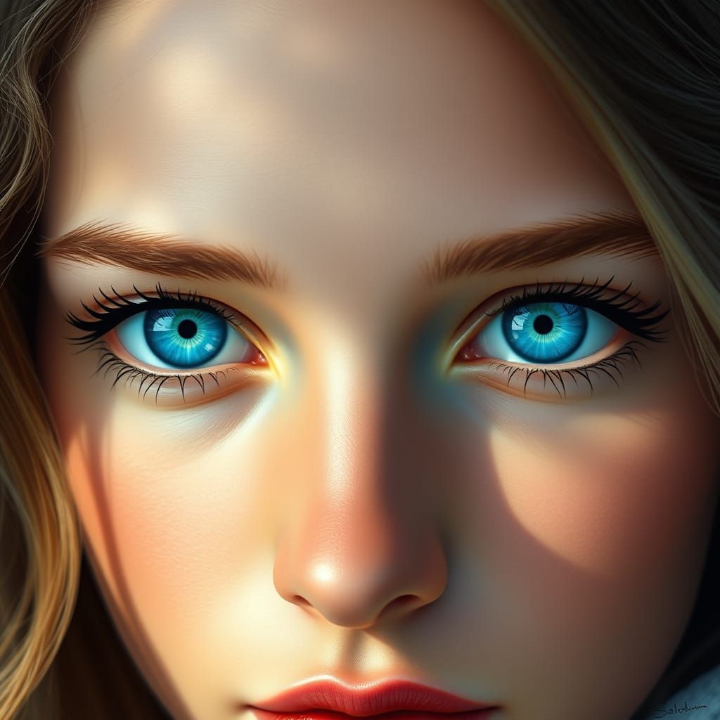 Woman With Luminous Ocean Eyes