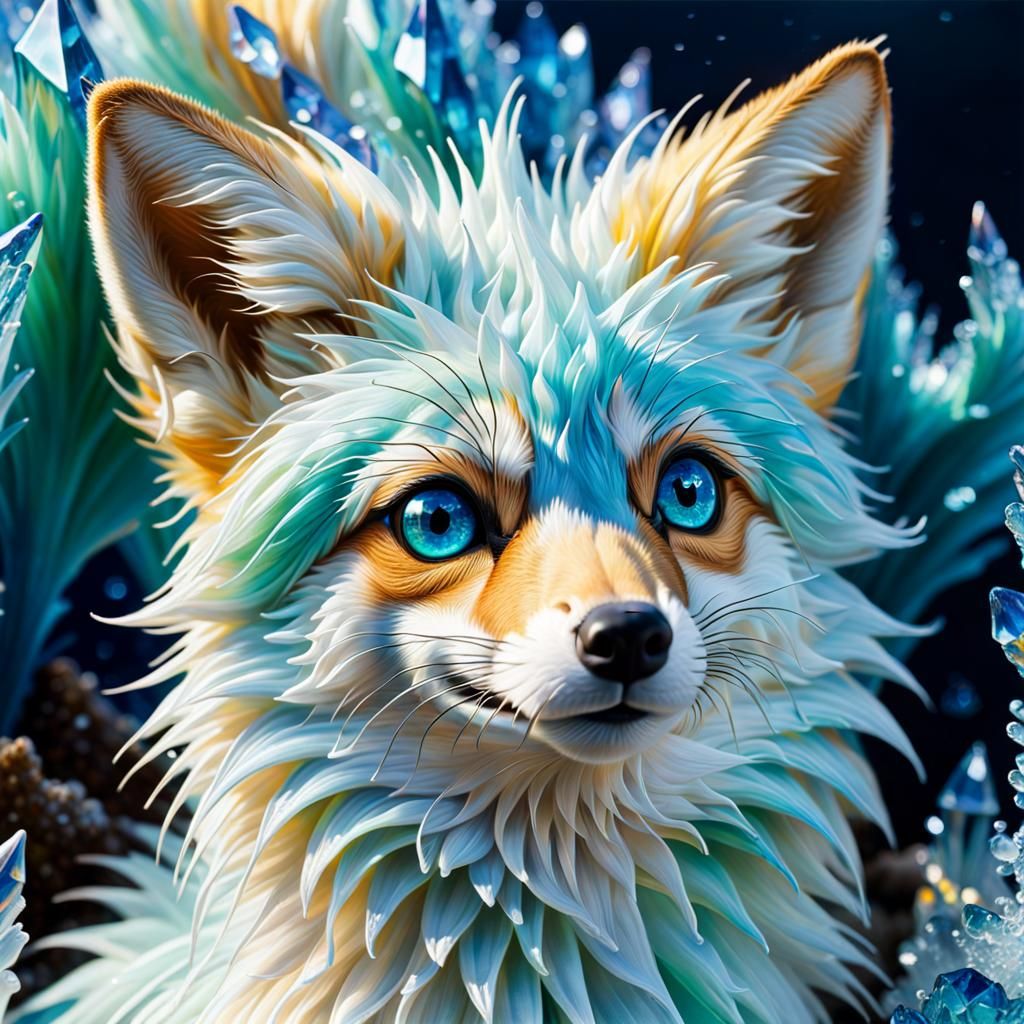 Crystalline Fox Portrait in Vivid Digital Art