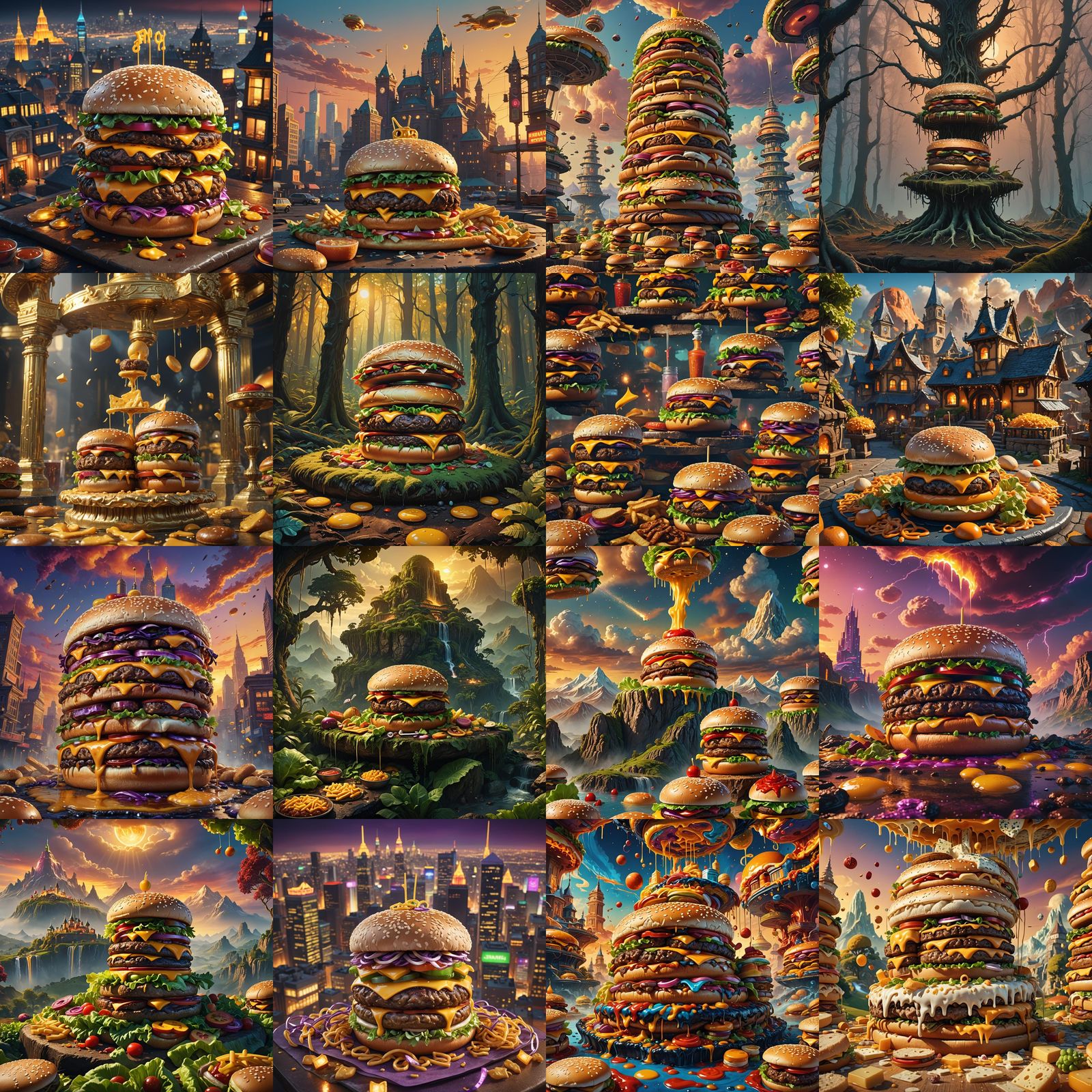 10000 Cheeseburgers: Detailed Matte Painting in Deep Color