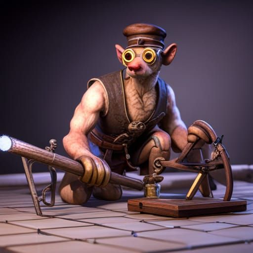 Steampunk Gibbon Blacksmith: 3D Game Cinematic