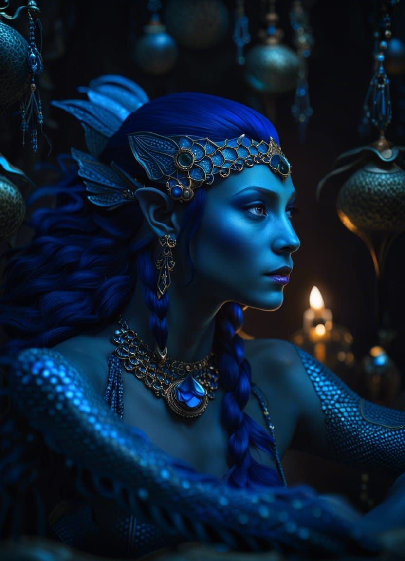 Merfolk Trader Portrait in Dark Fantasy Style