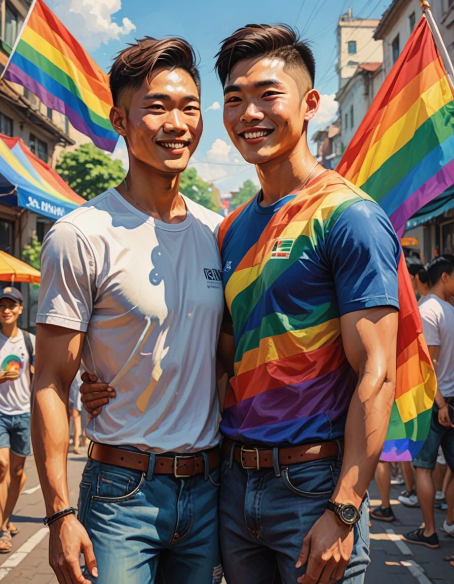 Gay Couple Celebrates Love with Pride Community