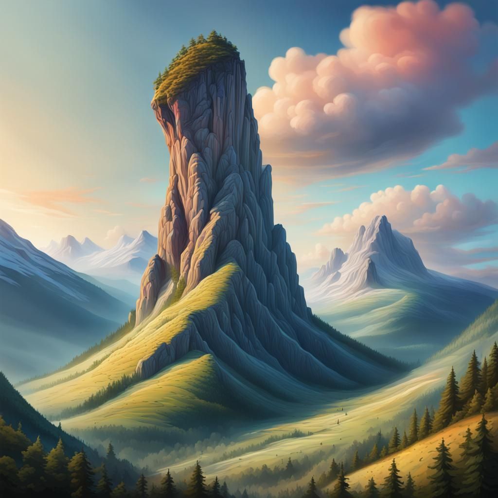 Hyperrealistic Sleeping Lady Mountain Concept Art