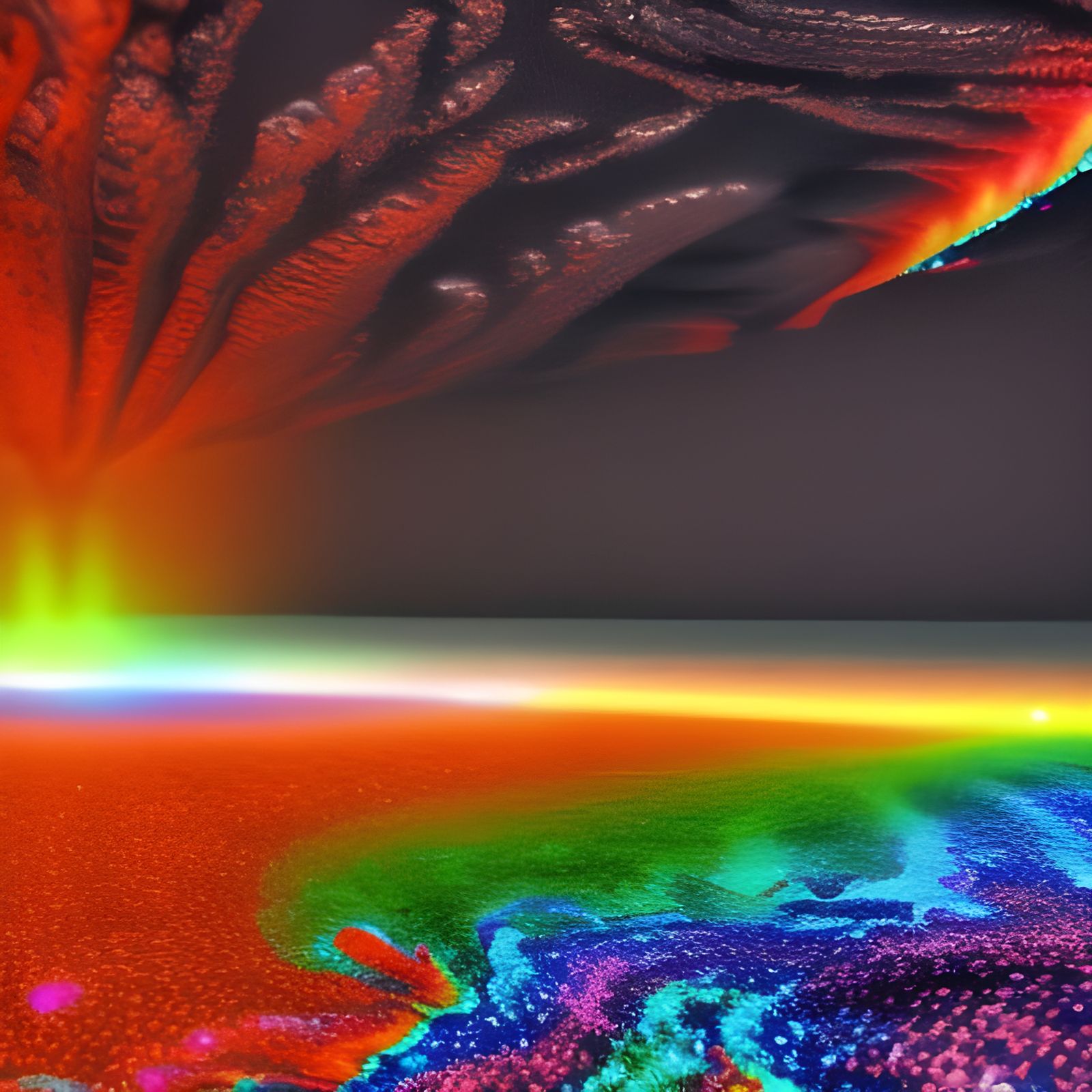 Hyperrealistic Rainbow Nuclear Explosion with Laser Rays