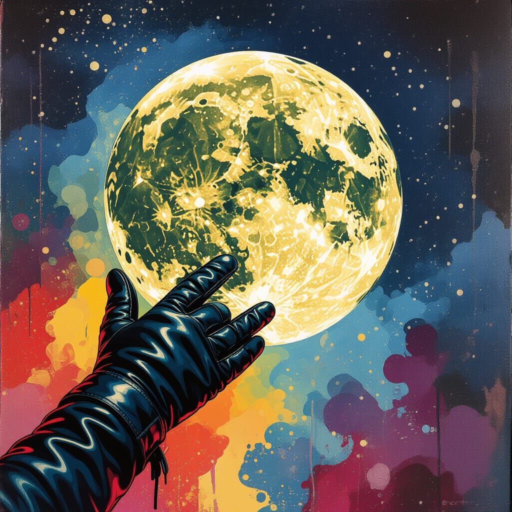 Leather Glove Reaching for the Moon