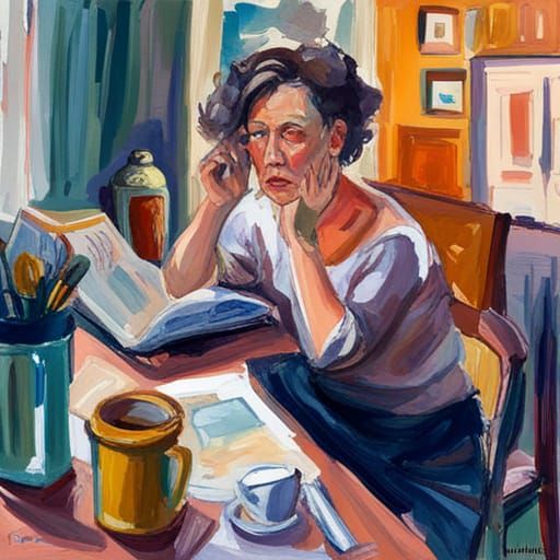 Impressionist Gouache Masterpiece of Sorrow