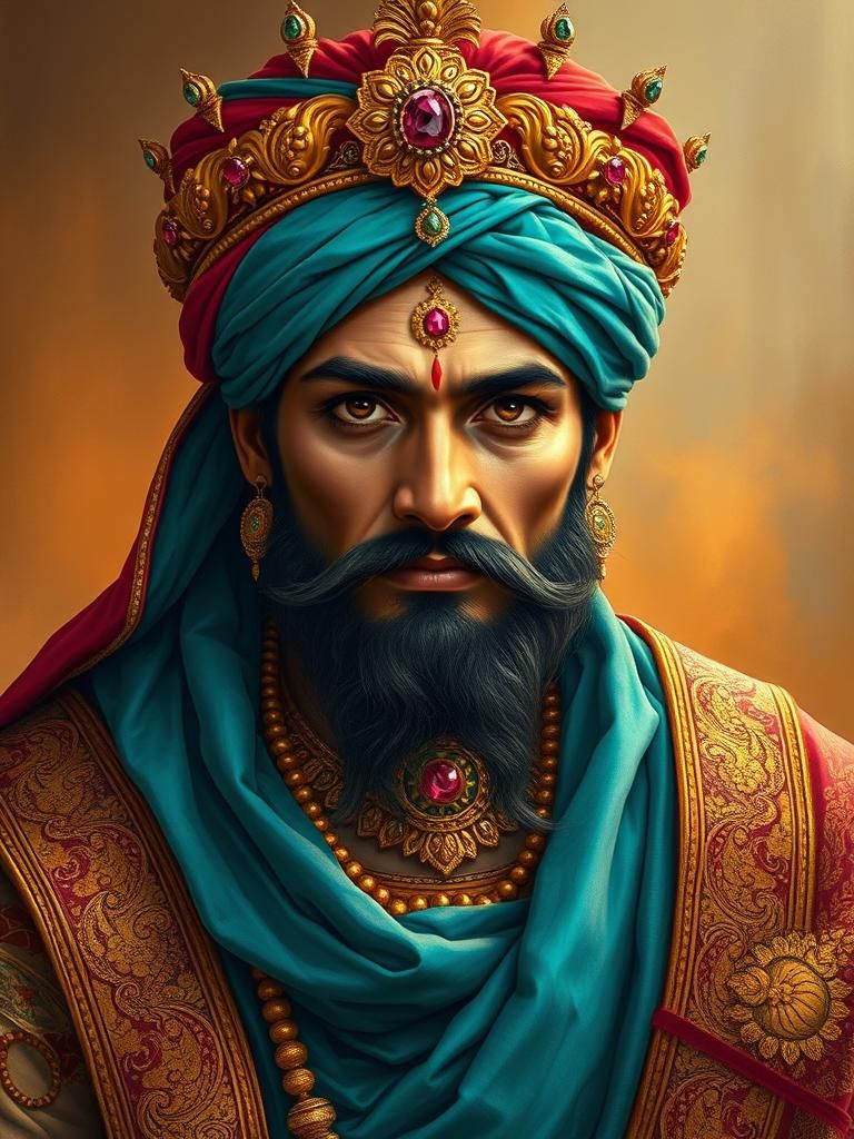 Majestic Indian King in Opulent Attire