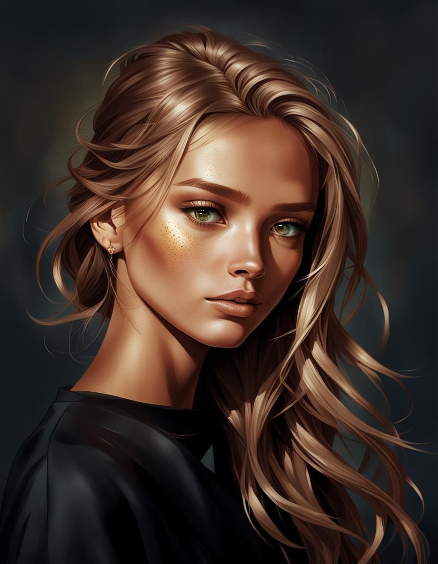 Girl with Sun-Kissed Skin in Photorealistic Fantasy Style