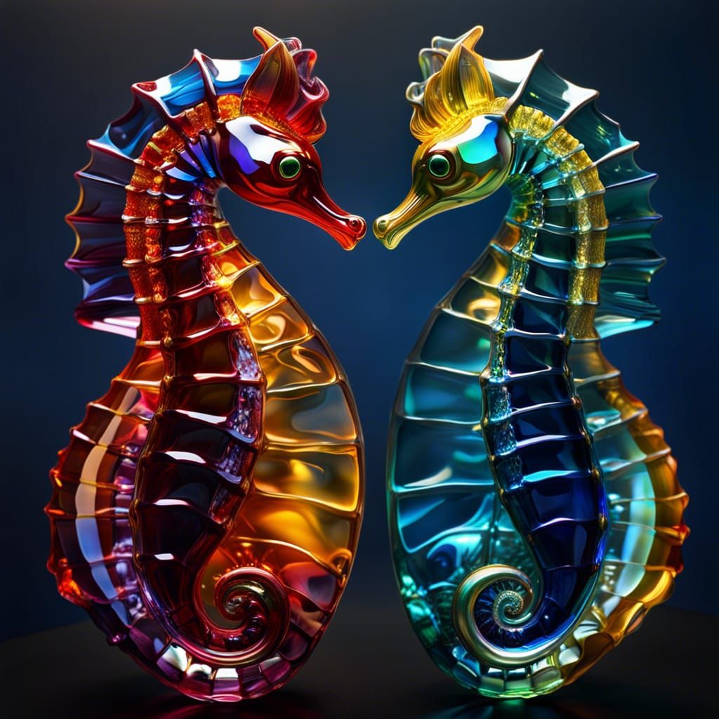 Majestic Glass Seahorse in 8k Resolution