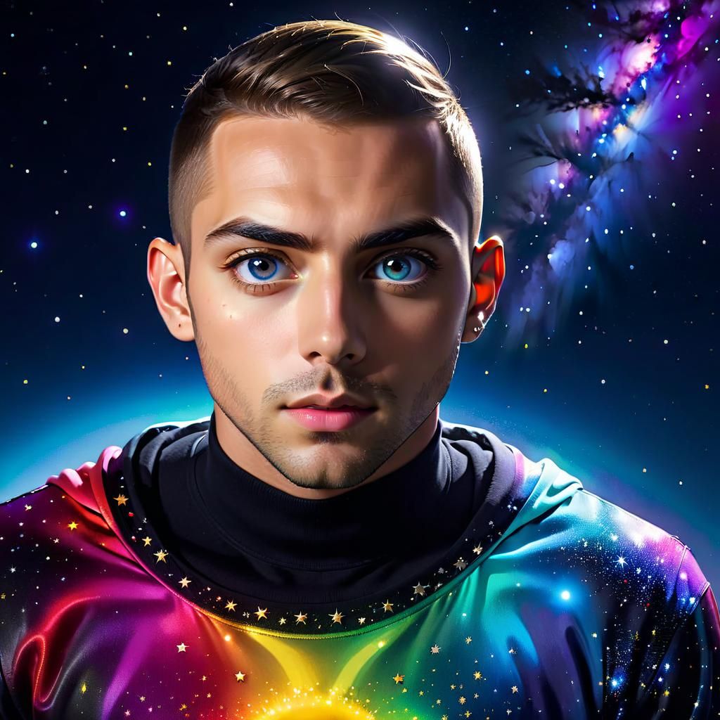 Handsome man with magic eyes