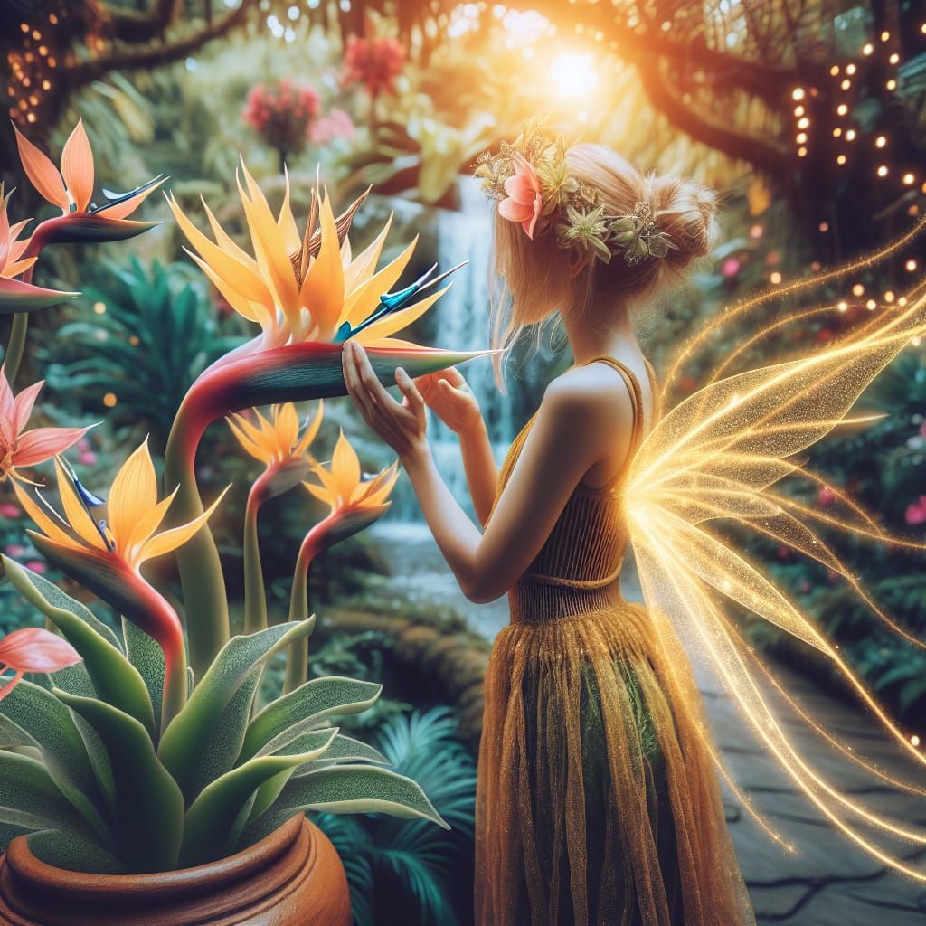 Fairy's Golden Touch: Magic in a Tropical Garden