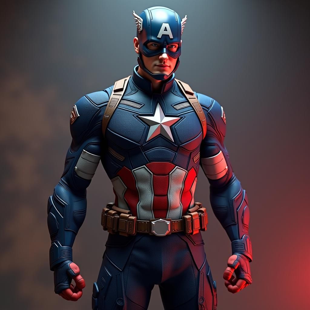 Captain America: 3D Model in Matte Painting Style