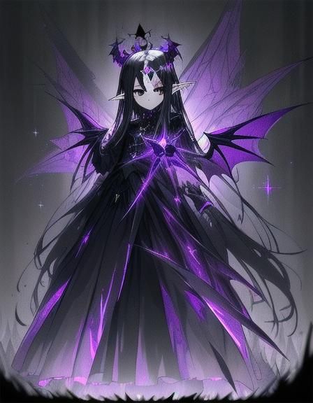 Vampire Elf with Angel Wings in Anime Style