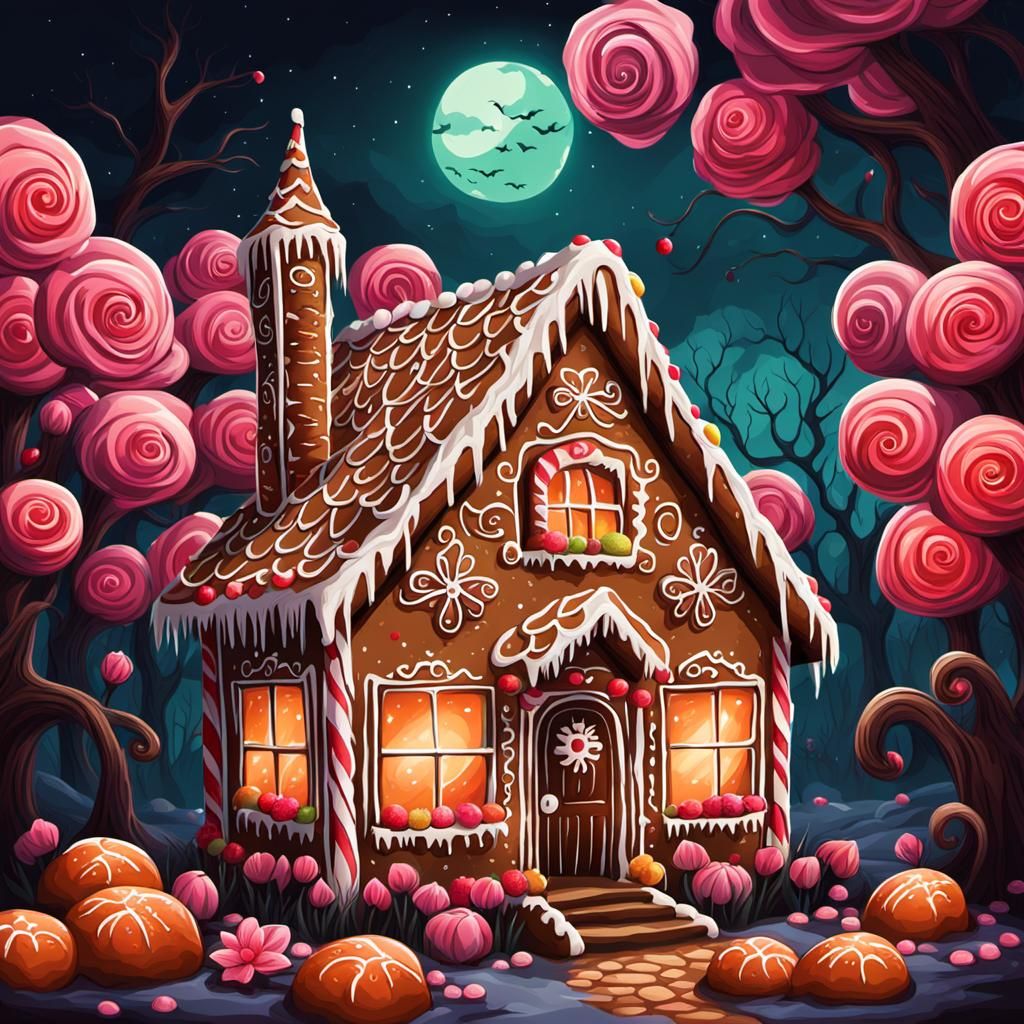 Gingerbread House in Horror Bloom Style