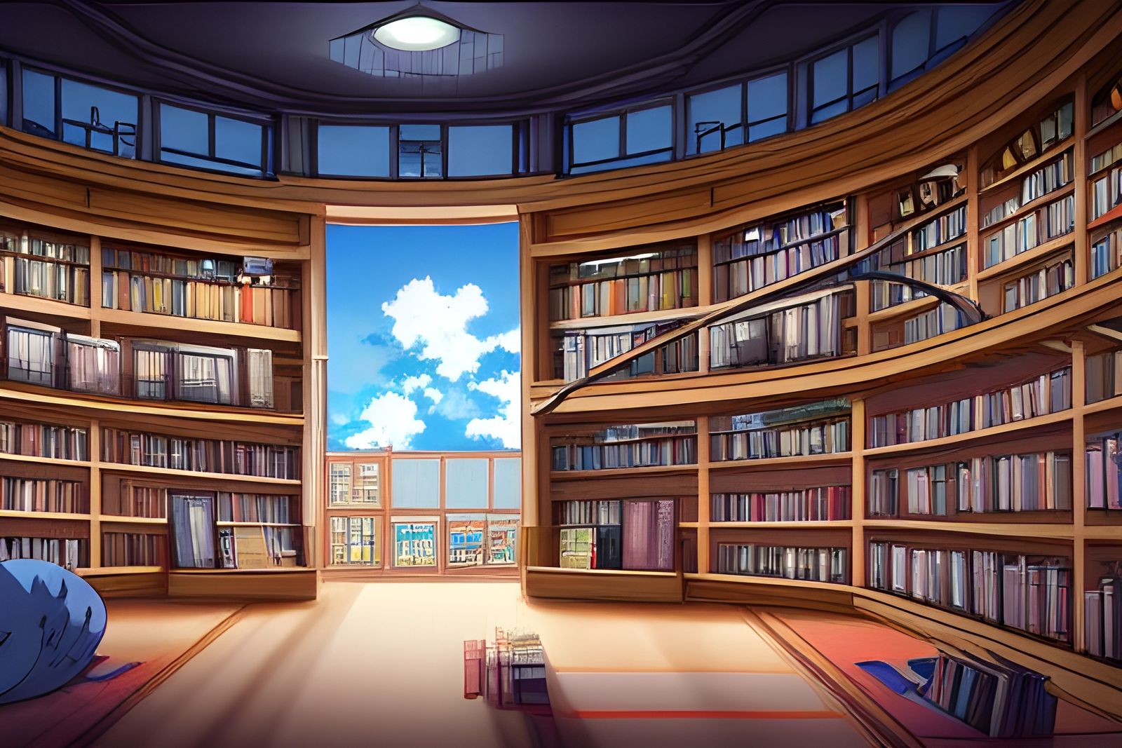 Anime Library in Studio Ghibli Style